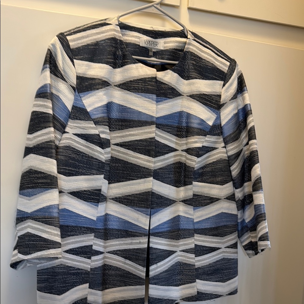 Kasper Blue and White Striped Blazer Nautical Elegance